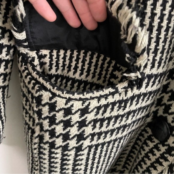 [Harve Bernard] Women's Black & White Houndstooth Wool Blend Button Down Jacket - Picture 3 of 6
